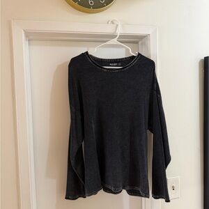 Pull&Bear Textured Gray Knit Top